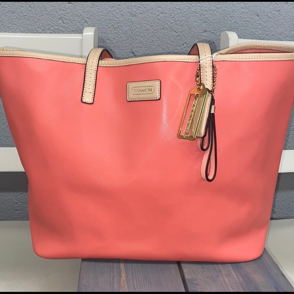 Cute Coral Coach Large Tote